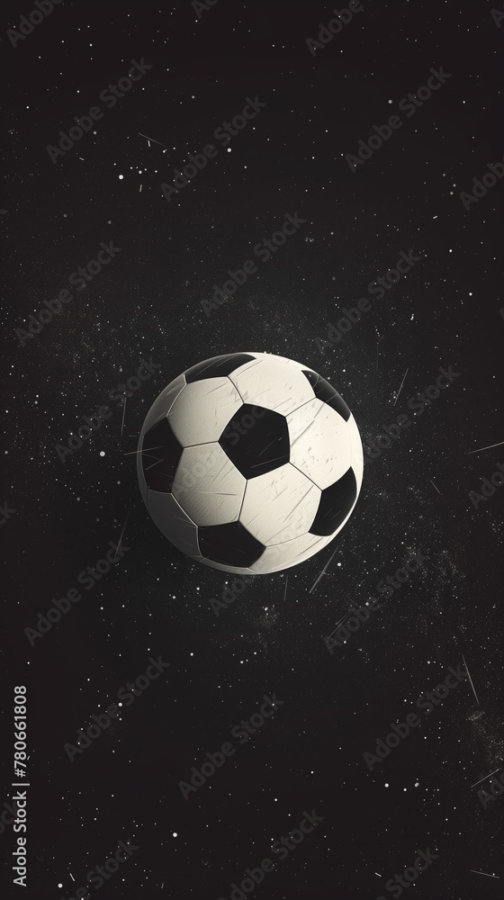 Design football ball illustration. Colorful poster in art style. Simplistic depiction of a soccer ball icon.