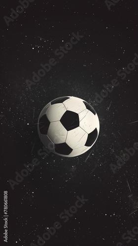 Design football ball illustration. Colorful poster in art style. Simplistic depiction of a soccer ball icon.