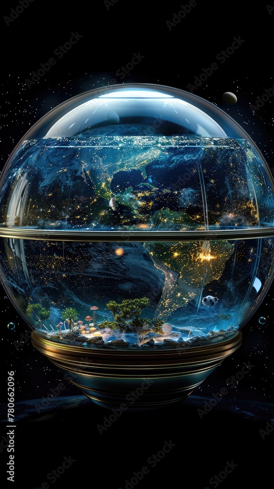 Miniature Earth Ecosystem in a Cosmic Terrarium