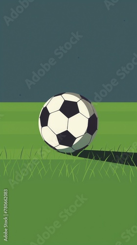 Flat design football ball illustration. Colorful poster in art style. Simplistic depiction of a soccer ball icon.