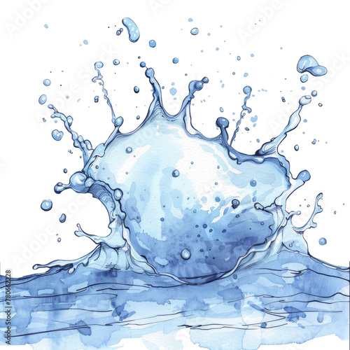 Water Splashes in blue color isolated on transparent background