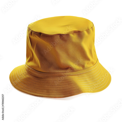 Yellow bucket hat isolated on transparent background