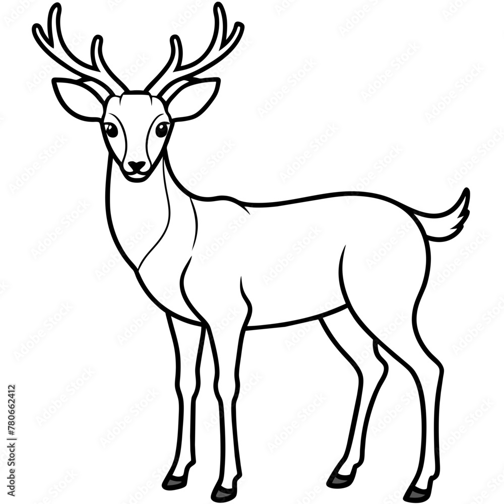 Fototapeta premium Deer silhouette vector illustration style. 