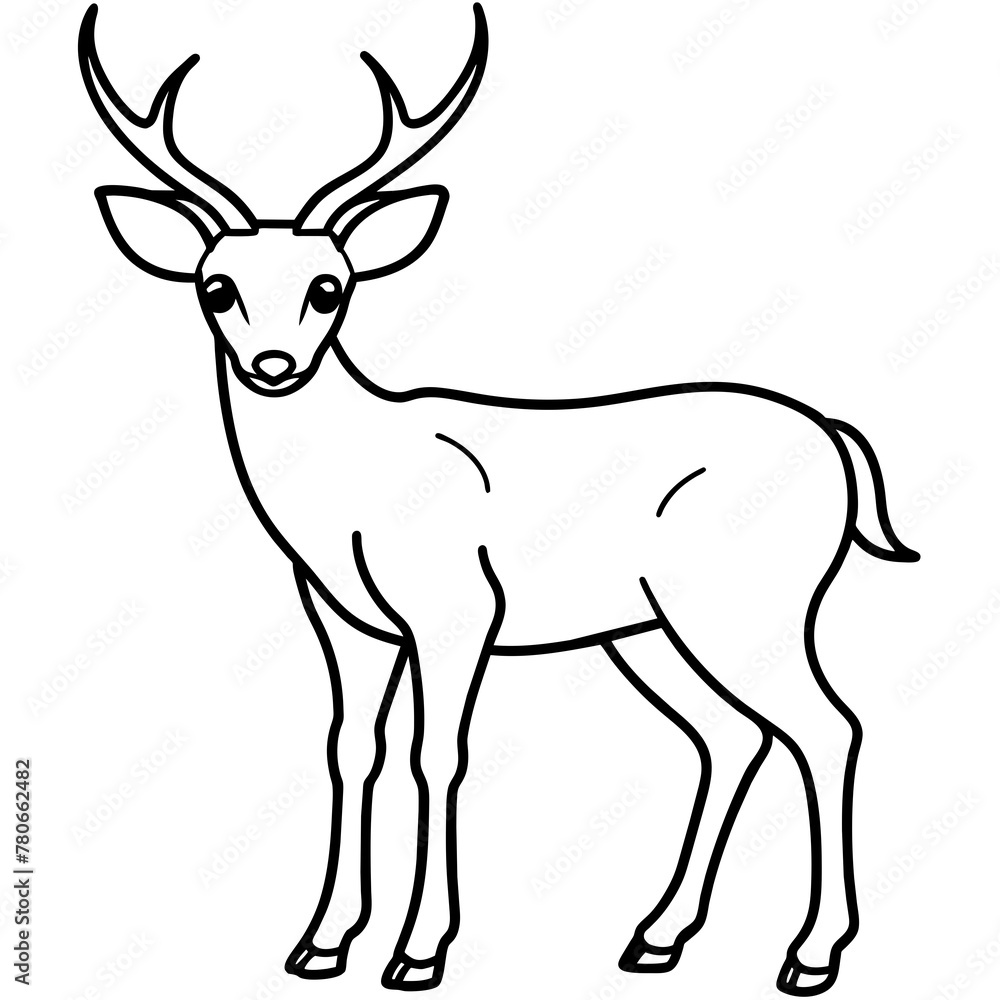 Fototapeta premium Deer silhouette vector illustration style. 