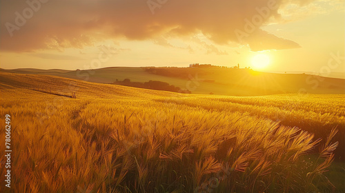 Wheat Whispers: Fields Bathed in Golden Sunlight