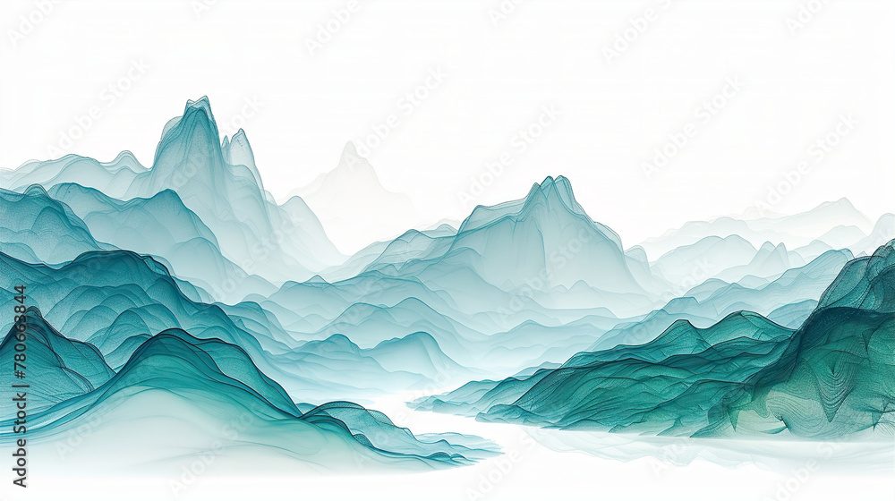 Fototapeta premium Mountain Matrix: 3D Radar Topography
