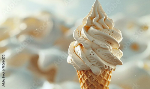 Delicious ice cream in a variety of flavors is carefully presented to highlight enticing textures including a uniquely designed ice cream truck generative ai