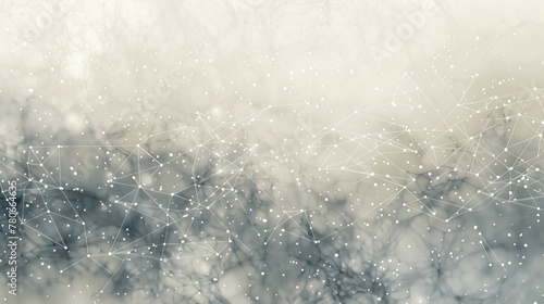 A stylish abstract illustration featuring a network pattern of connected dots and lines