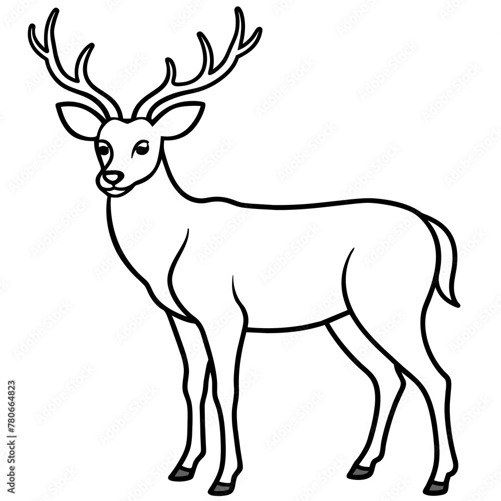 Fototapeta premium Deer silhouette vector illustration style. 