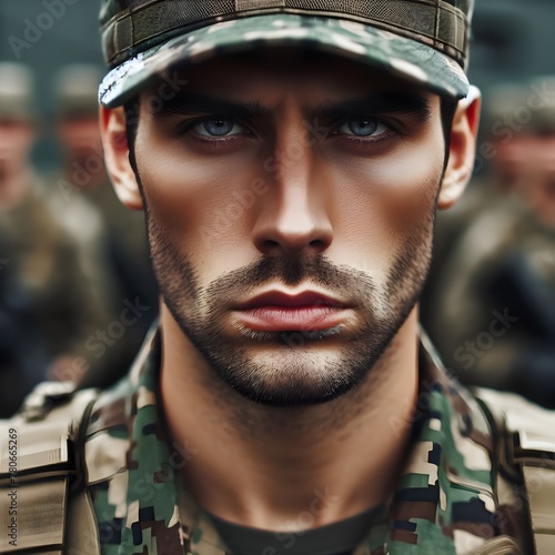 Piercing Gaze of a Soldier  © Generative