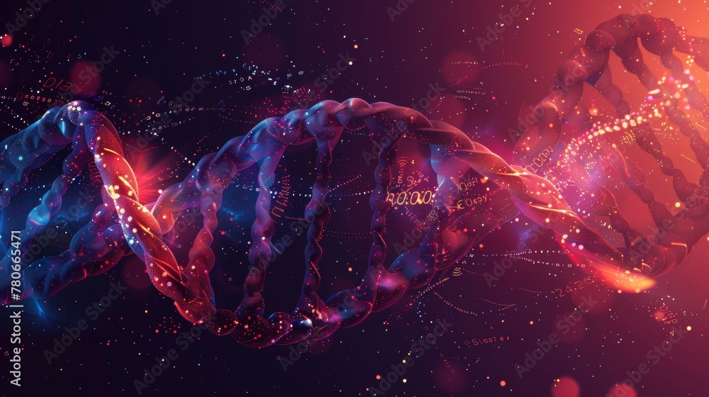 A visually striking abstract vector background illustrating futuristic DNA technology elements