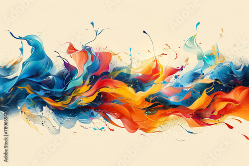 Vibrant abstract fluid art painting with dynamic swirls and splashes. Modern creative design for canvas prints and wallpaper