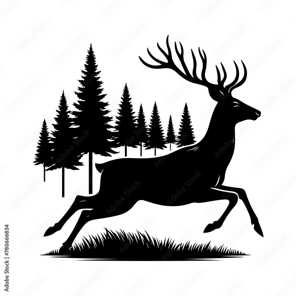 minimalist Wild deer run on the forest vector black color silhouette, Black color silhouette, isolated white background (28) minimalist Wild deer run on the forest vector black color silhouette, Black color silhouette, isolated white background (28)