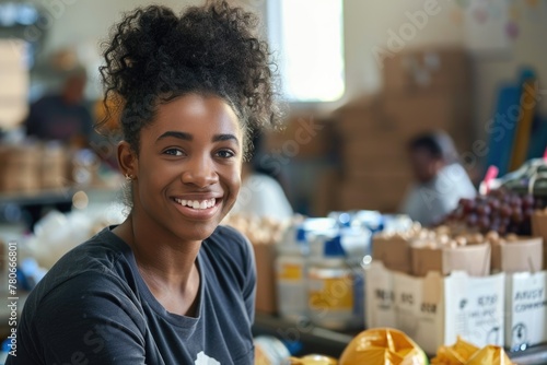 Portrait of a young female volunteer at a community center