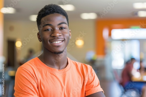 Portrait of a young male volunteer at a community center photo