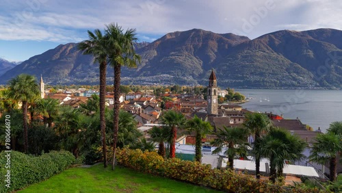 Ascona, Switzerland townscape on the shores of Lake Maggiore photo