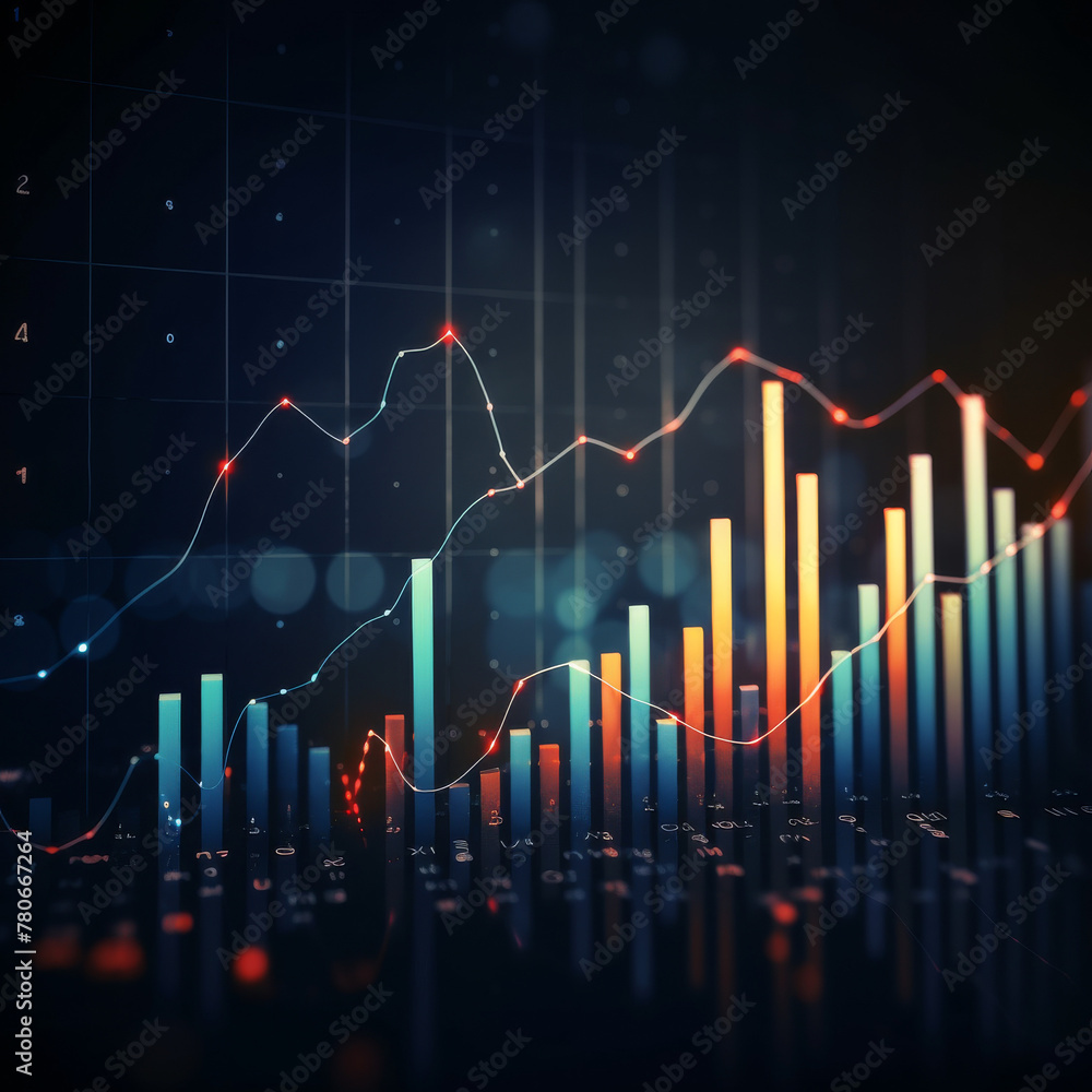 Blur numbers and letters on a line graph.