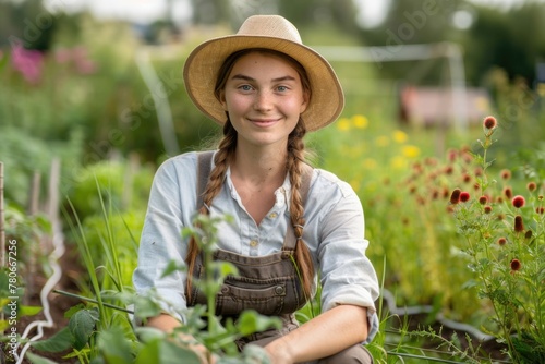 Portrait of a young female gardener