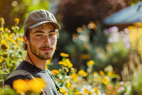 Portrait of a young male gardener