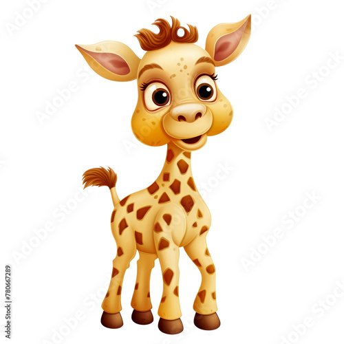 cartoon giraffe looking isolated on white