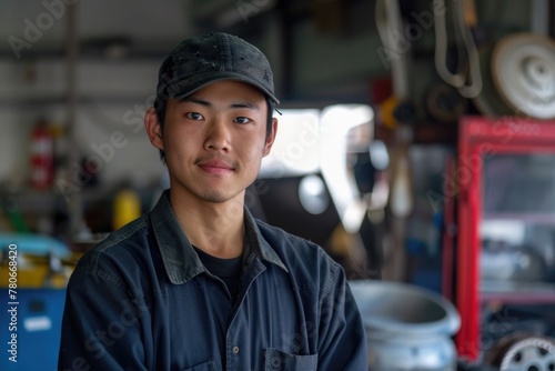 Portrait of a young male automotive mechanic