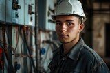 Portrait of a young male electrician