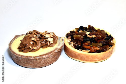 Two round cakes on a white background.