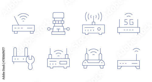 Router icons. Editable stroke. Containing modem, router, wifirouter.