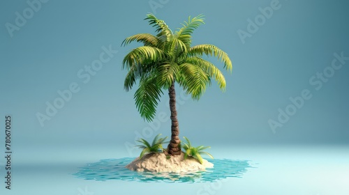 Palm tree 3d clay style swaying in the breeze