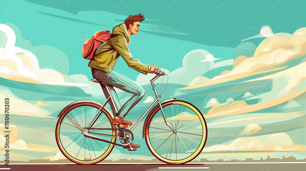 Homem andando de bicicleta - Ilustração