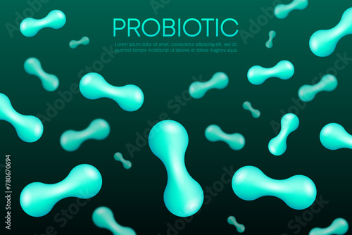 Bacteria Probiotics. Prebiotic, Lactobacillus and Bifidobacterium. Healthy food ingredient. Vector illustration.