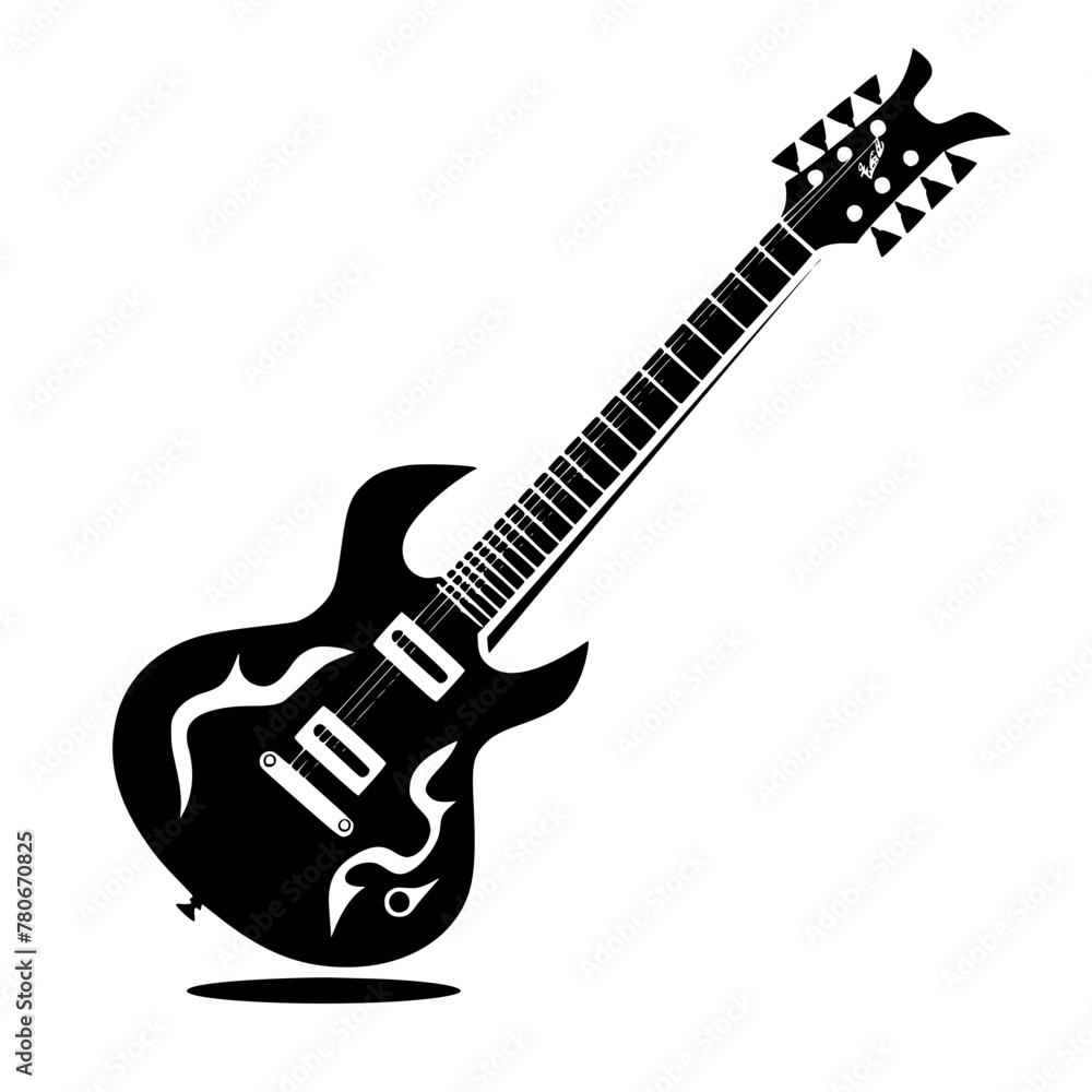 Fototapeta premium guitar, electric, music, instrument, rock, isolated, musical, string, bass, white, black, sound, vector, equipment, jazz, strings, play, musician, wood, concert, red, metal, band, acoustic, electric g