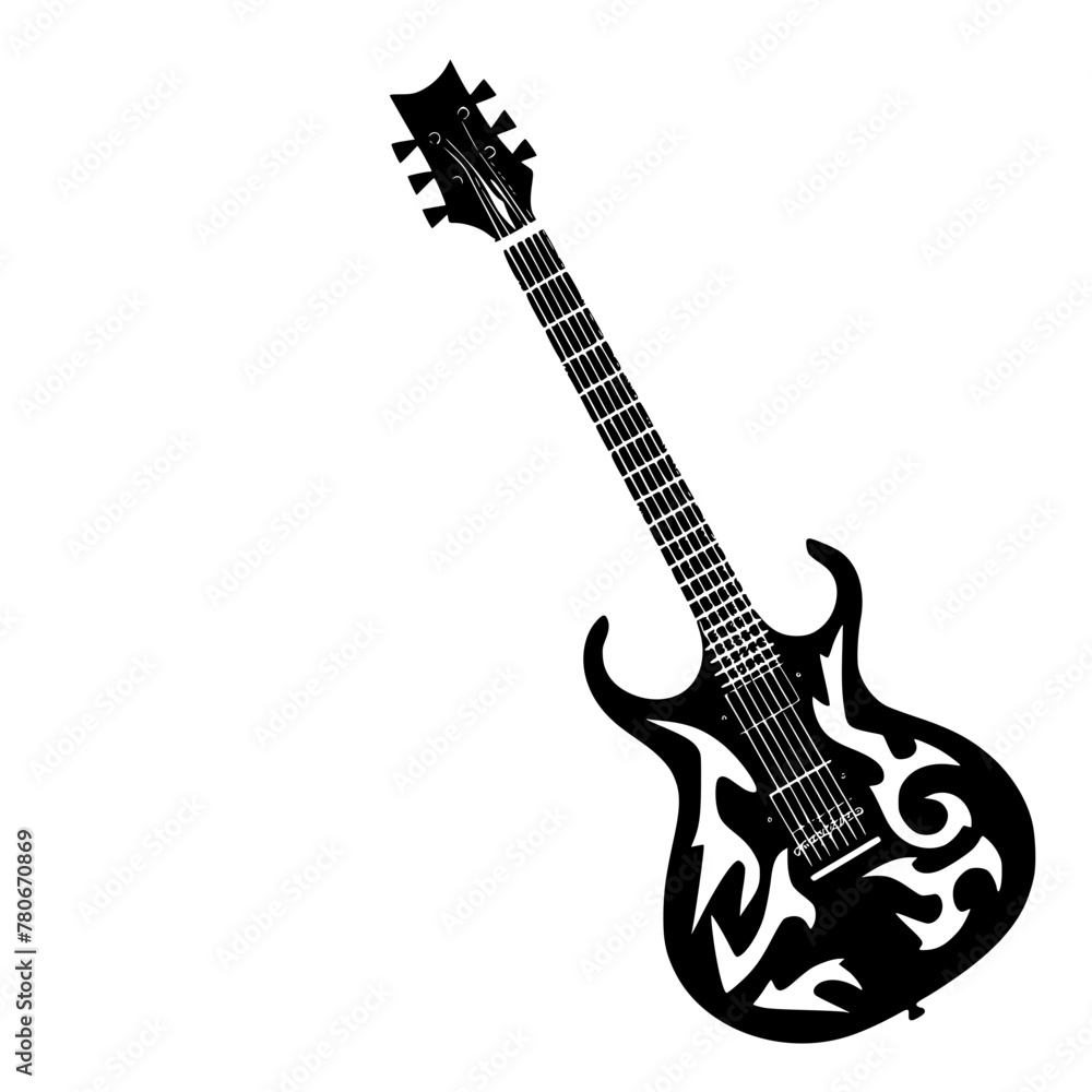 Naklejka premium guitar, electric, music, instrument, rock, isolated, musical, string, bass, white, black, sound, vector, equipment, jazz, strings, play, musician, wood, concert, red, metal, band, acoustic, electric g