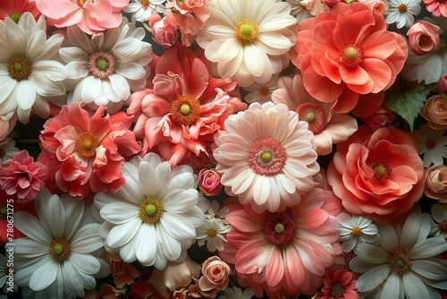 A breathtaking array of colorful flowers, capturing the essence of a lush, vibrant garden in full bloom showcasing nature's beauty