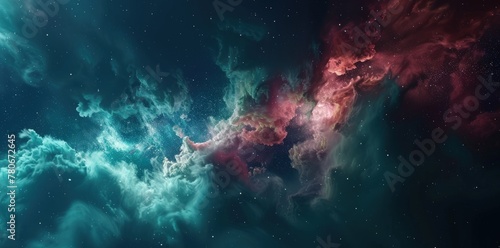 3d render colorful nebula with clouds in outer space. Generate AI image photo