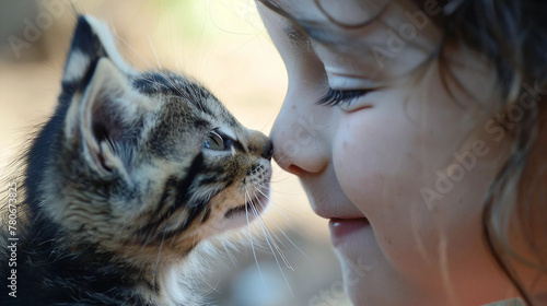  A photo of a baby cat and a girl