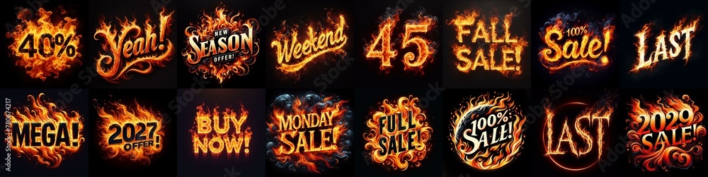 Sale fire and flame concept. AI generated illustration - obrazy, fototapety, plakaty 