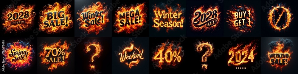 Sale fire and flame concept. AI generated illustration Sale fire and flame concept. AI generated illustration