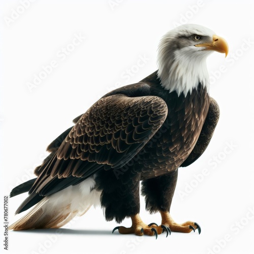 Image of isolated bald eagle against pure white background  ideal for presentations 