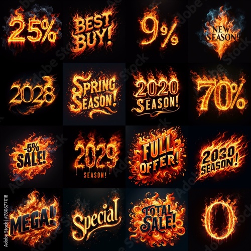 Sale fire and flame concept. AI generated illustration