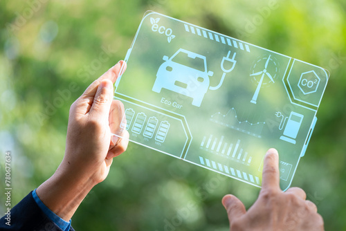 Electric vehicles (EVs) with green energy lessen global warming, cutting carbon emissions.,ESG,carbon natural,CO2 net zero. 