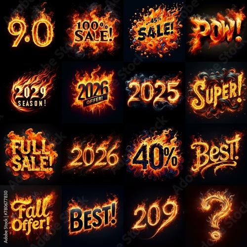 Sale fire and flame concept. AI generated illustration photo