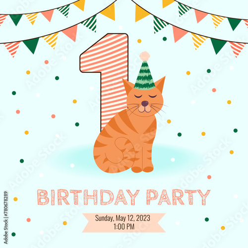 1 Happy birthday card with cute cat