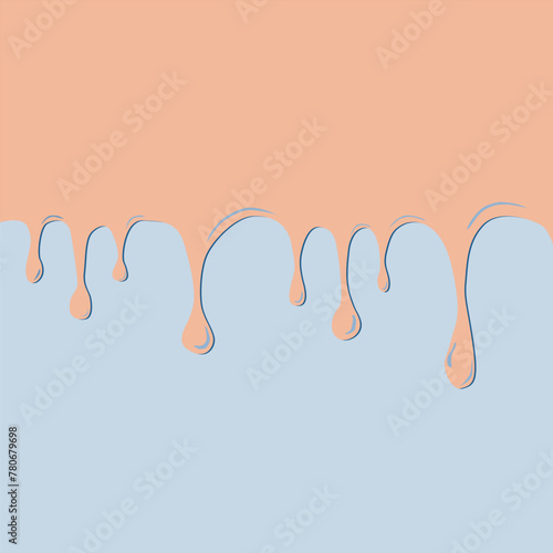 Pink pastel paint dripping Blue pastel background. liquid layered colorful painting concept. vector illustration