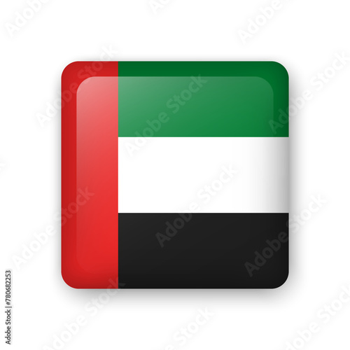 Free Download Emirates flag glass icon. Square vector element with shadow. Best for mobile apps, UI and web design. - GFXLoad