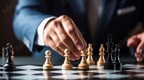 Wallpaper Mural chess battle, victory, success, leader, teamwork, business strategy . business man wear business suit move prepare move king chess pieces, plan strategy lead successful business competition leader Torontodigital.ca