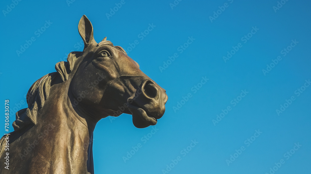 Estátua de cavalo com o céu azul ao fundo - obrazy, fototapety, plakaty 