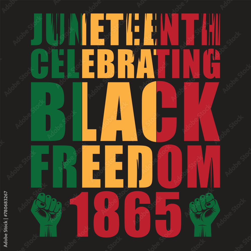 Print Juneteenth celebrating black freedom 1965 typography t-shirt design and vector illustration.