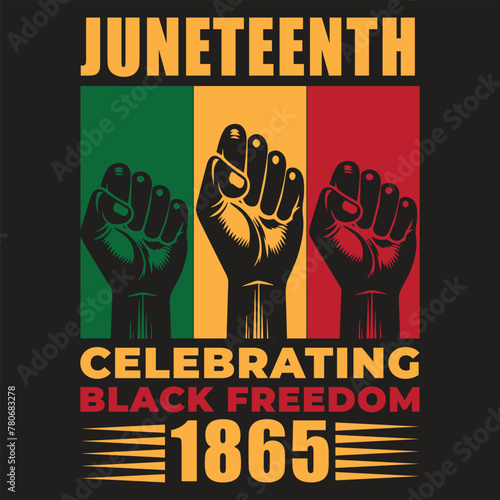 Print Juneteenth celebrating black freedom 1965 t-shirt design and vector illustration.