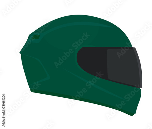 Green motorcycle helmet. vector illustration